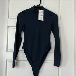 Zara NWT Navy Long sleeve bodysuit